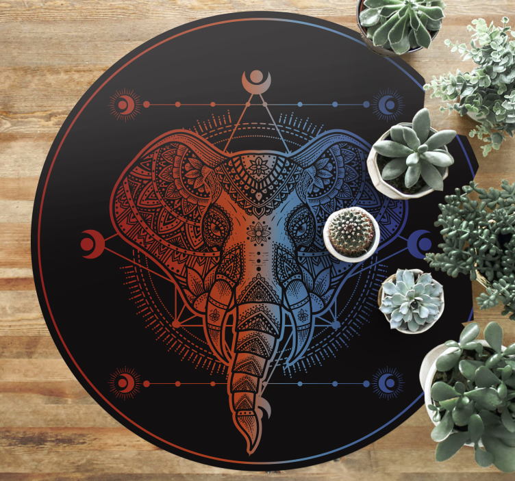 Elephant Art mandala vinyl rug - TenStickers