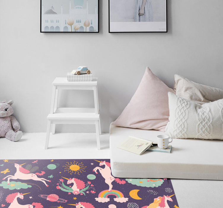 Enchanted Unicorns vinyl rug - TenStickers