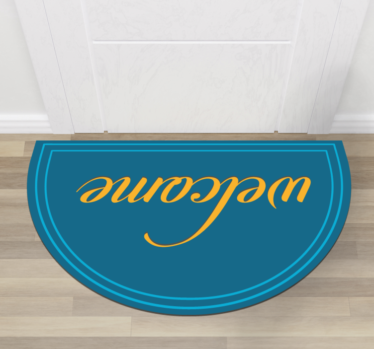 Entrance hall vinyl rug with blue welcome design - TenStickers