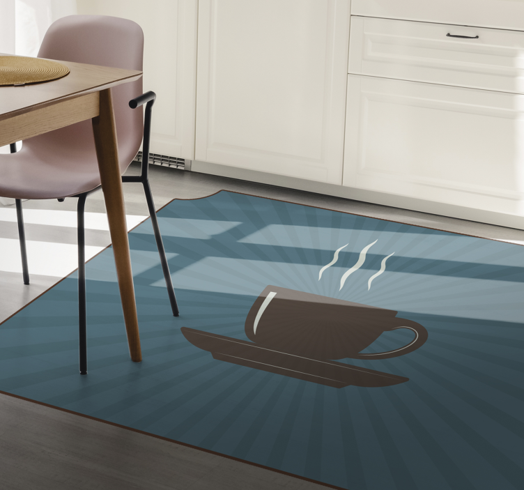 espresso coffee cup blue background modern rug - TenStickers