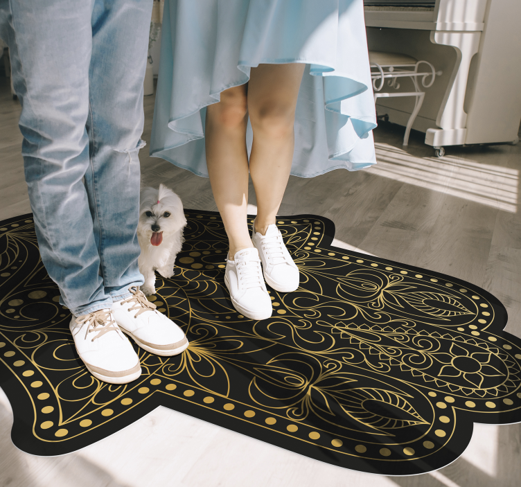 Fatma hand mandala vinyl rug - TenStickers