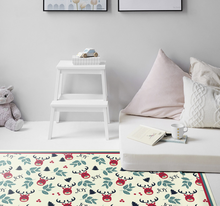 Festive Reindeer Pattern christmas vinyl rug - TenStickers