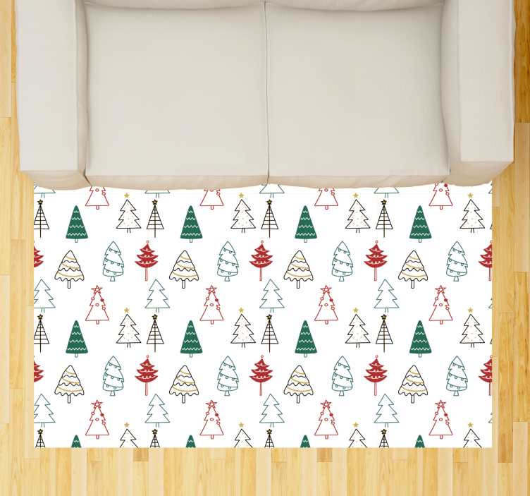 Festive trees pattern Christmas vinyl rug - TenStickers