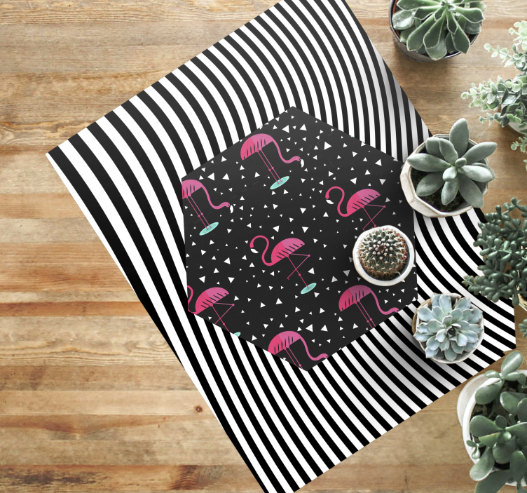 Flamingo Striped Hexagon animal vinyl rug - TenStickers