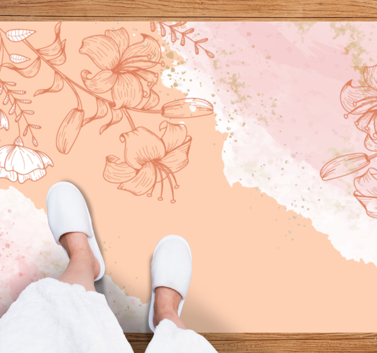Floral Abstract Blush nature vinyl rug - TenStickers