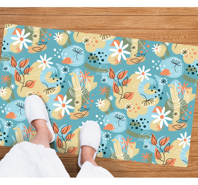 Floral Abstract Patterns flower vinyl rug - TenStickers