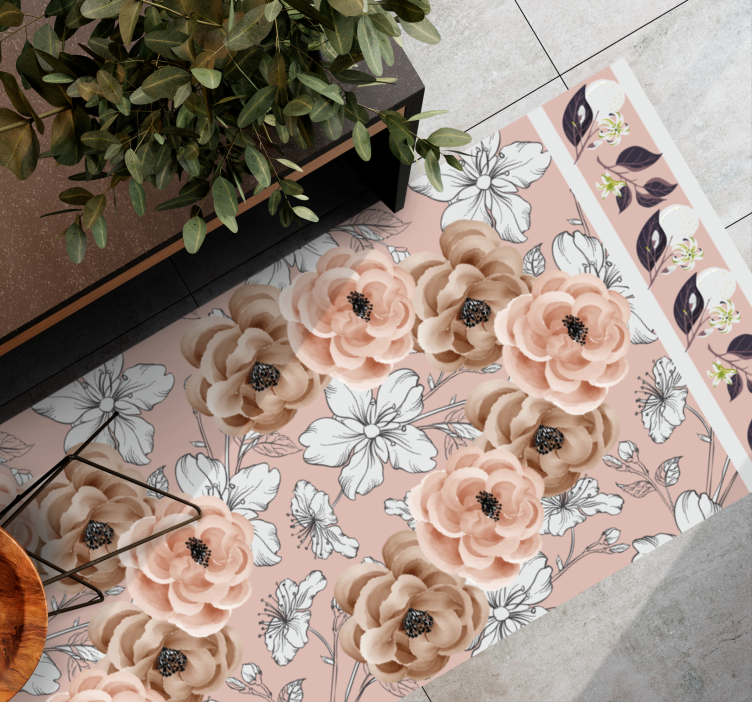 Floral Botanical Elegance flower vinyl rug - TenStickers