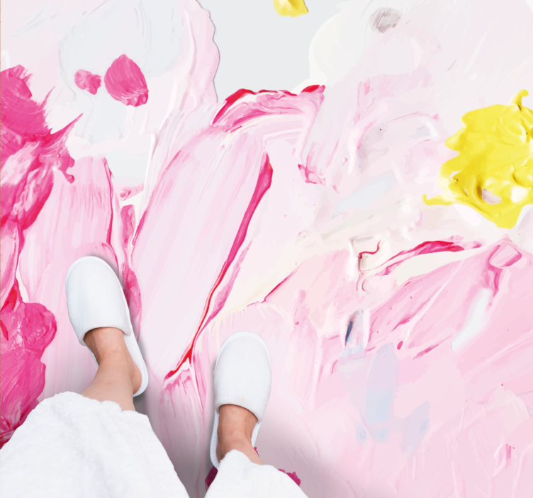 Teenager vinyl rug with abstract brushstrokes design - TenStickers