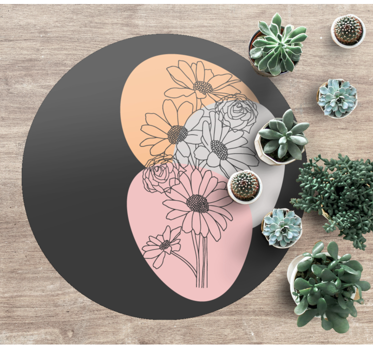 Circle composition flower vinyl rug - TenStickers