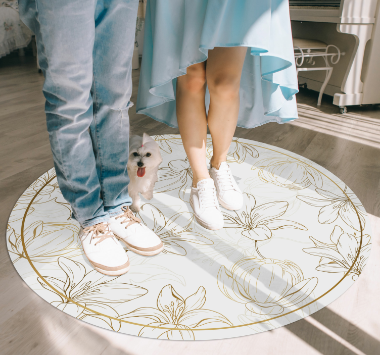 Floral Circle Pattern flower vinyl rug - TenStickers