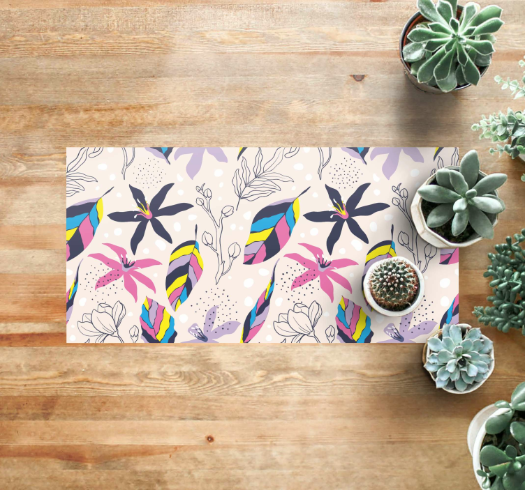Floral Fantasy flower vinyl rug - TenStickers