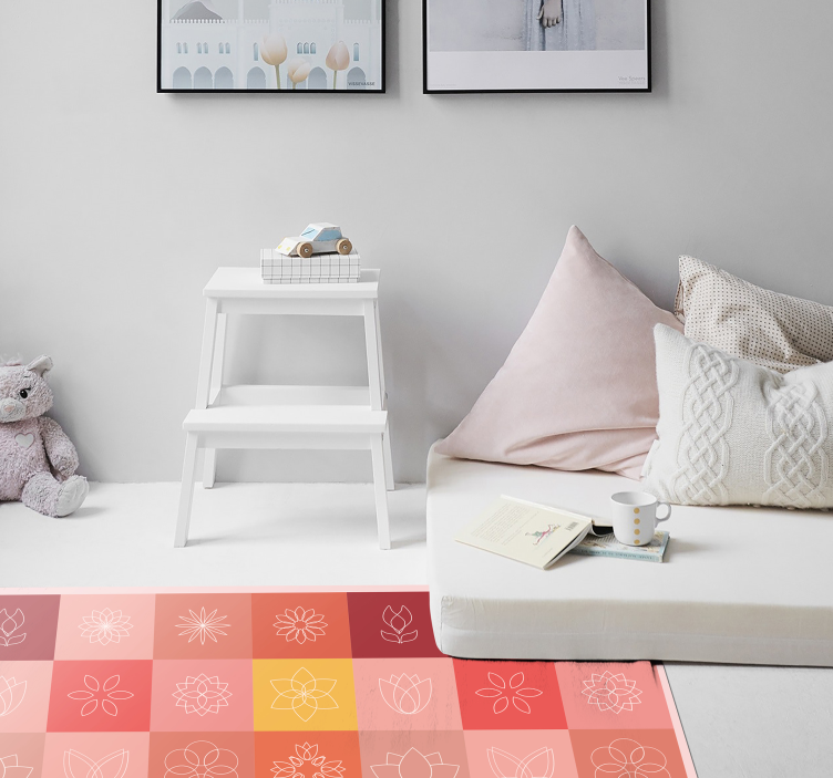 Floral Gradient Palette flower vinyl rug - TenStickers