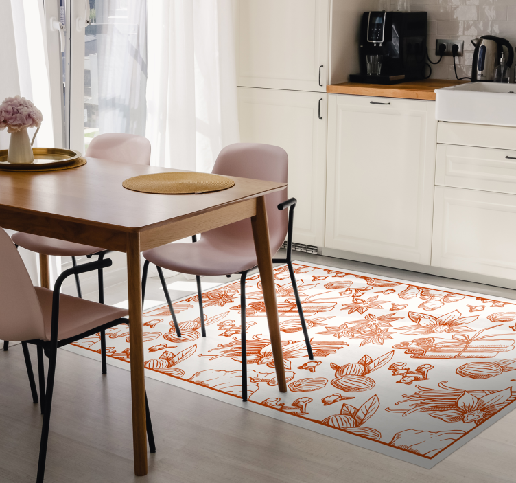 Floral Illustration Design flower vinyl rug - TenStickers