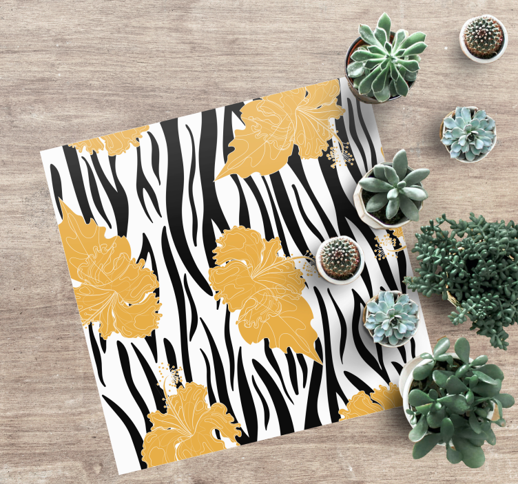 Animal print vinyl rug in zebra jungle design - TenStickers