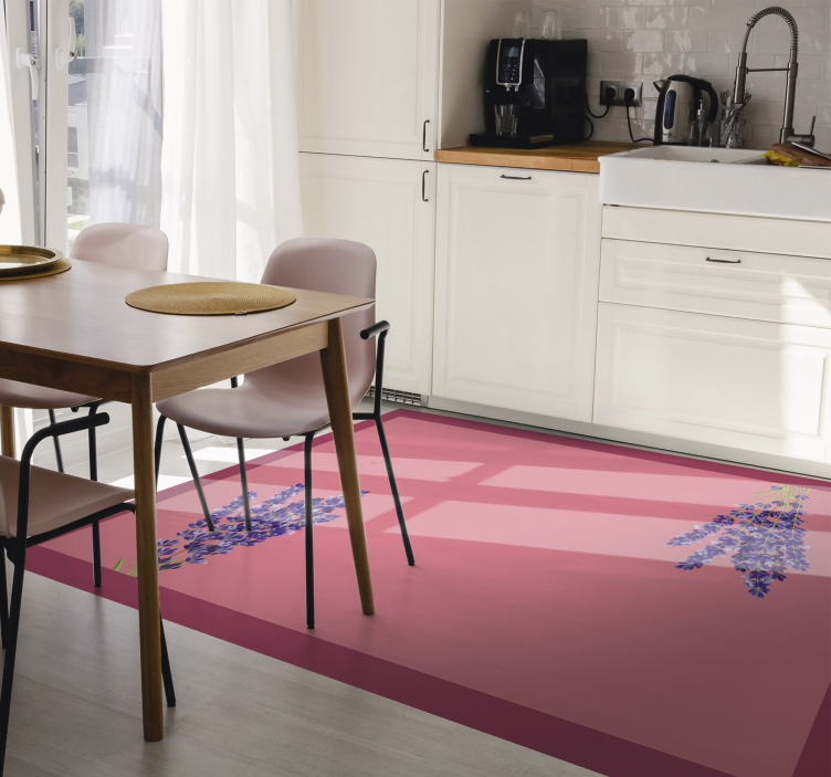Floral Lavender Accents flower vinyl rug - TenStickers