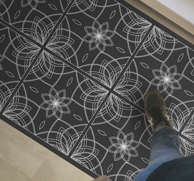 Floral Outline flower vinyl rug - TenStickers