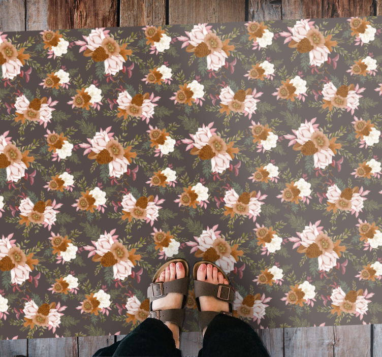 Floral Pattern Elegance flower vinyl rug - TenStickers