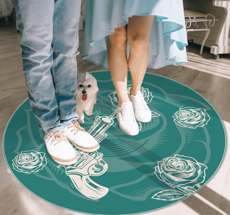 Floral Revolver flower vinyl rug - TenStickers