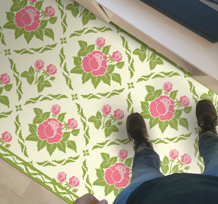 Floral Rose Pattern flower vinyl rug - TenStickers