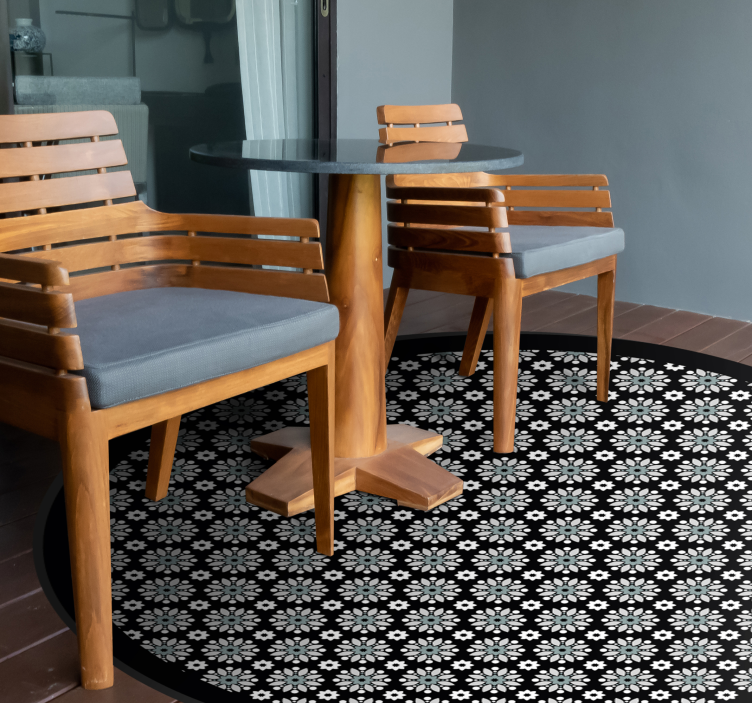 Floral Round Pattern flower vinyl rug - TenStickers
