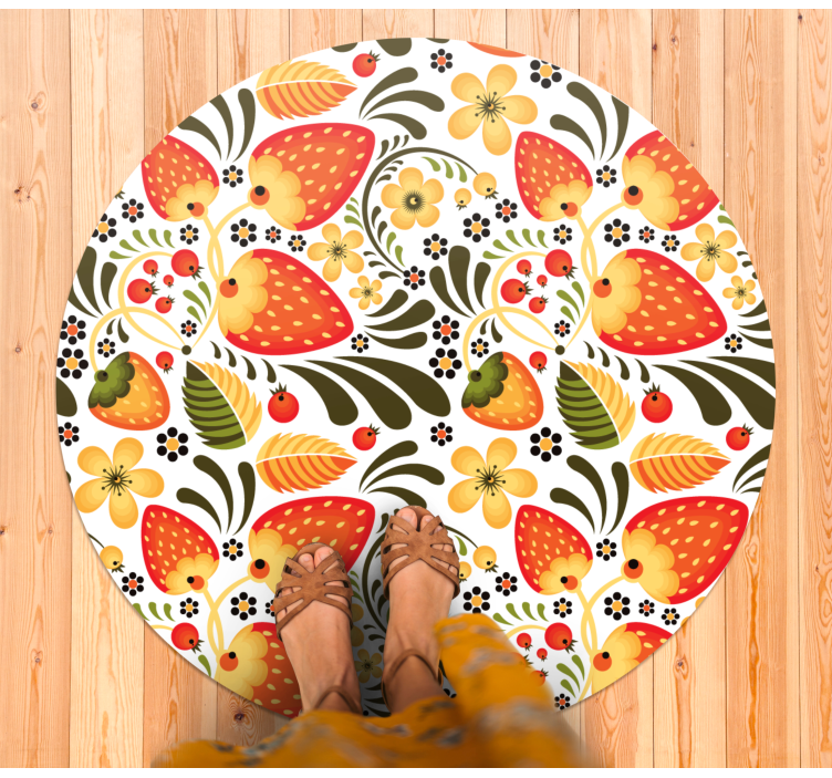 Strawberry Pattern flower vinyl rug - TenStickers