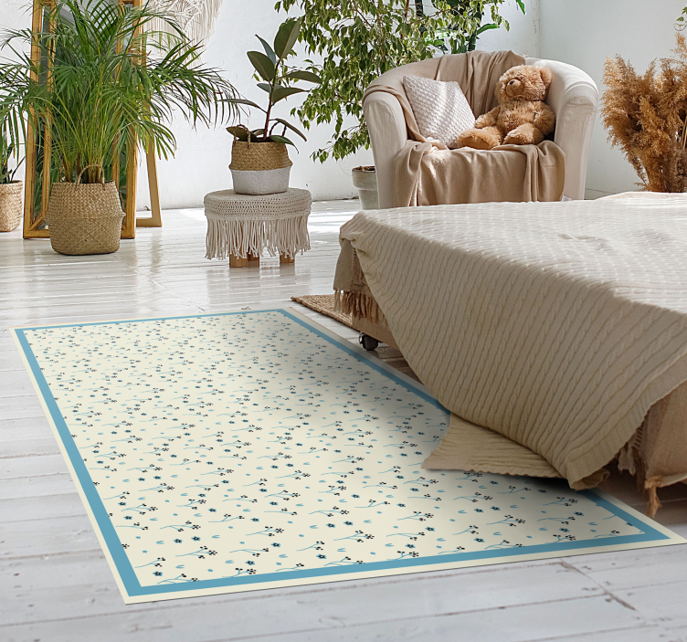 Floral subtle pattern nordic vinyl rug - TenStickers