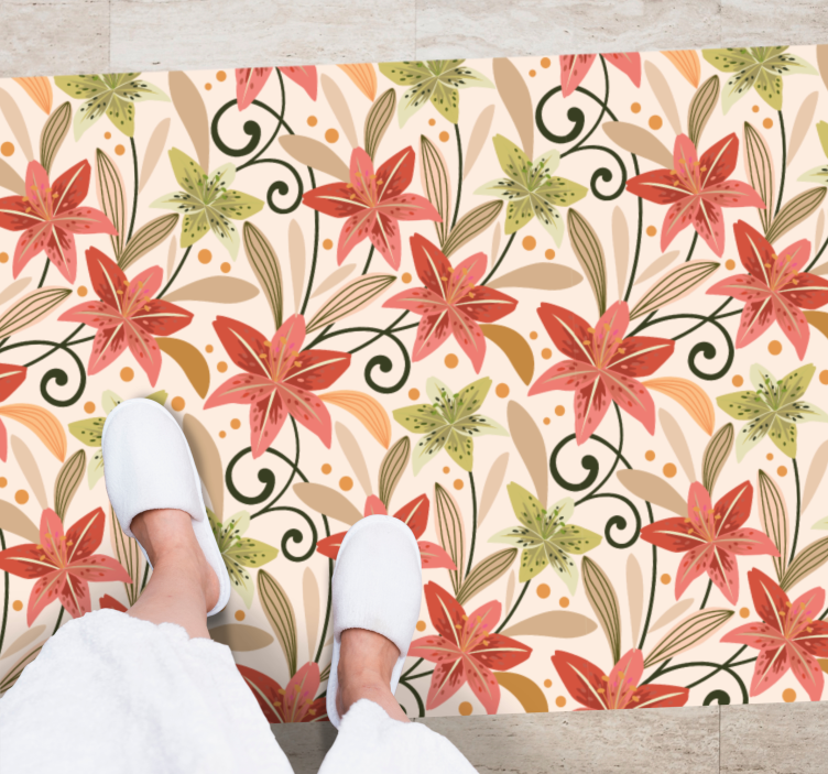 Floral Swirl Pattern flower vinyl rug - TenStickers