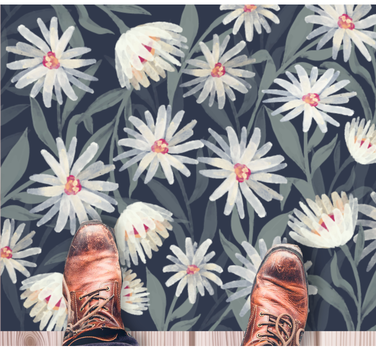 Floral White Daisies flower vinyl rug - TenStickers