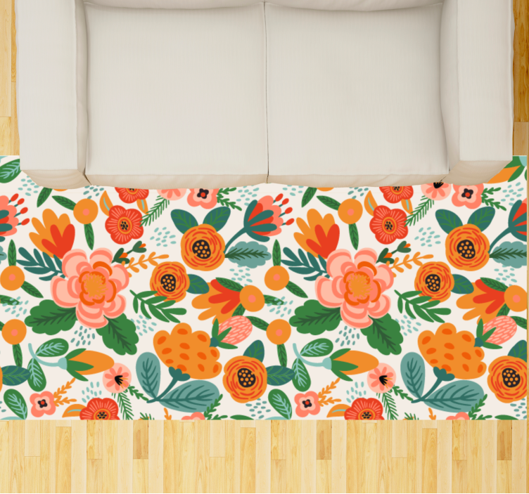 Flower vinyl rug in floral garden design - TenStickers