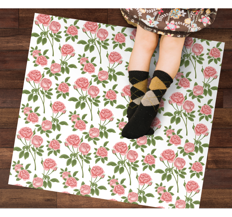 Flowerprint Roses floral rug - TenStickers
