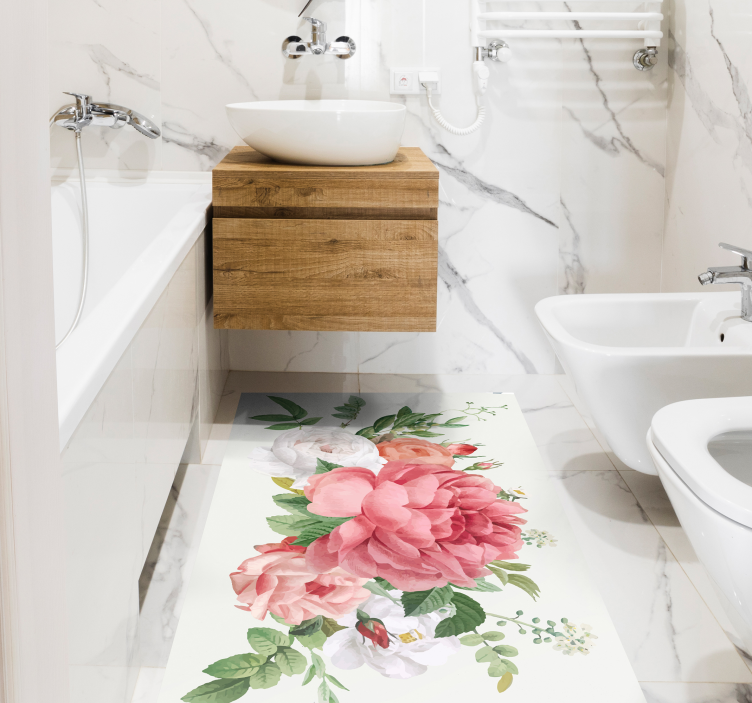 Flowers and roses  floral vinyl rug - TenStickers