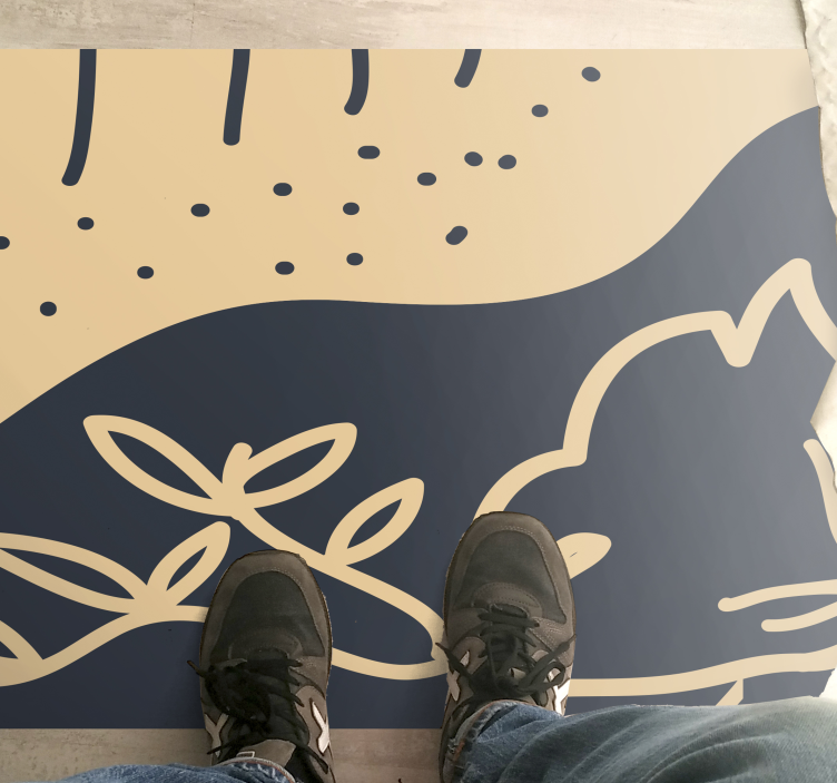 Beige leafy motif nature vinyl rug - TenStickers