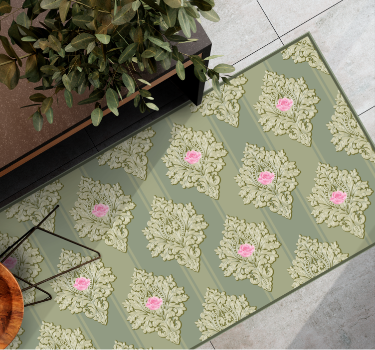 French Green Vintage Pattern vintage rug - TenStickers