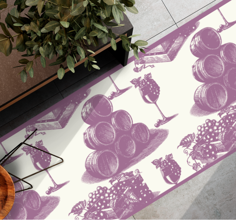 Wine Cellar Sketch Aesthetics vintage vinyl rug - TenStickers