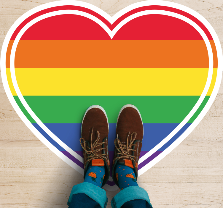 Gay pride flat in heart shape bedroom rug - TenStickers