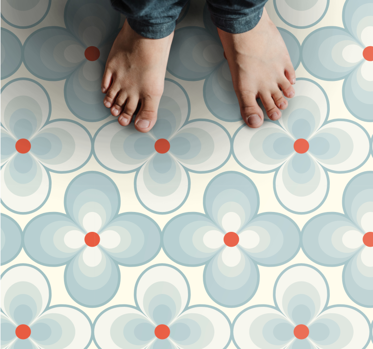 Geometric Blossom Pattern tile vinyl rug - TenStickers