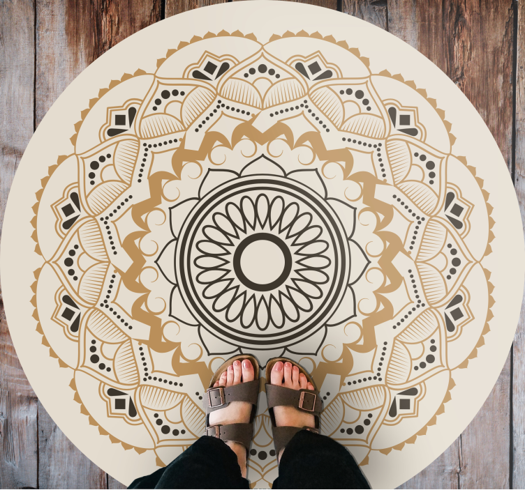 Brown and yellow circle triangle Nordic rug - TenStickers
