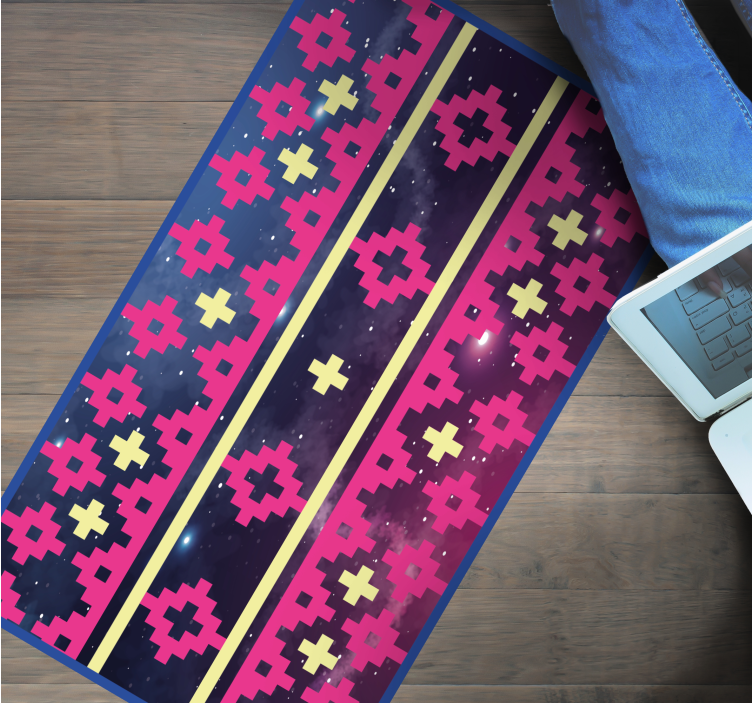 Geometric Cosmos Pattern world map vinyl rug - TenStickers