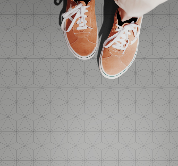 Geometric Grey Motif tile vinyl rug - TenStickers