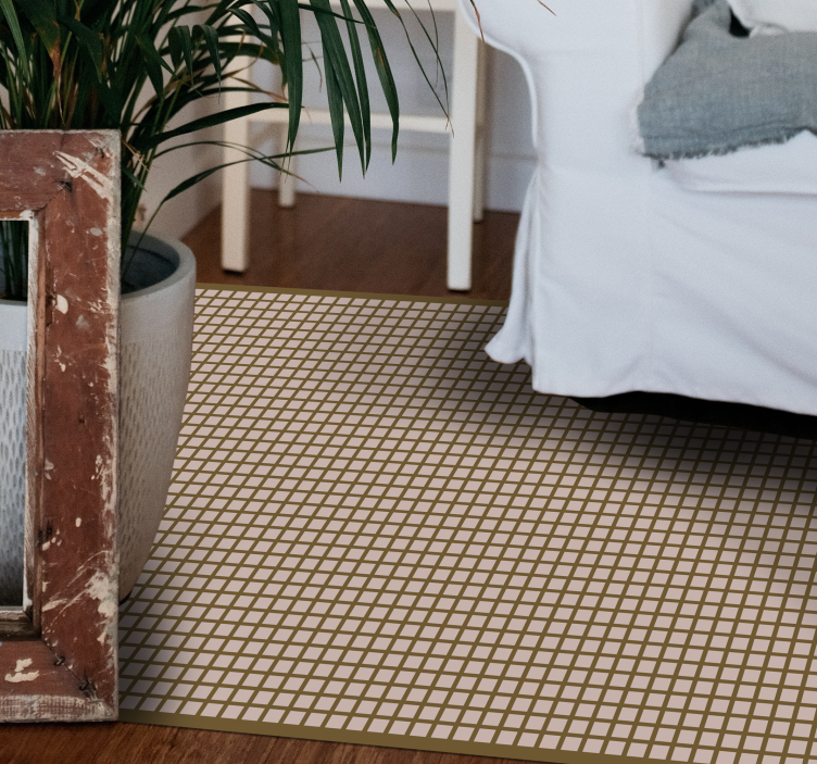 Geometric Grid Pattern stripes vinyl rug - TenStickers