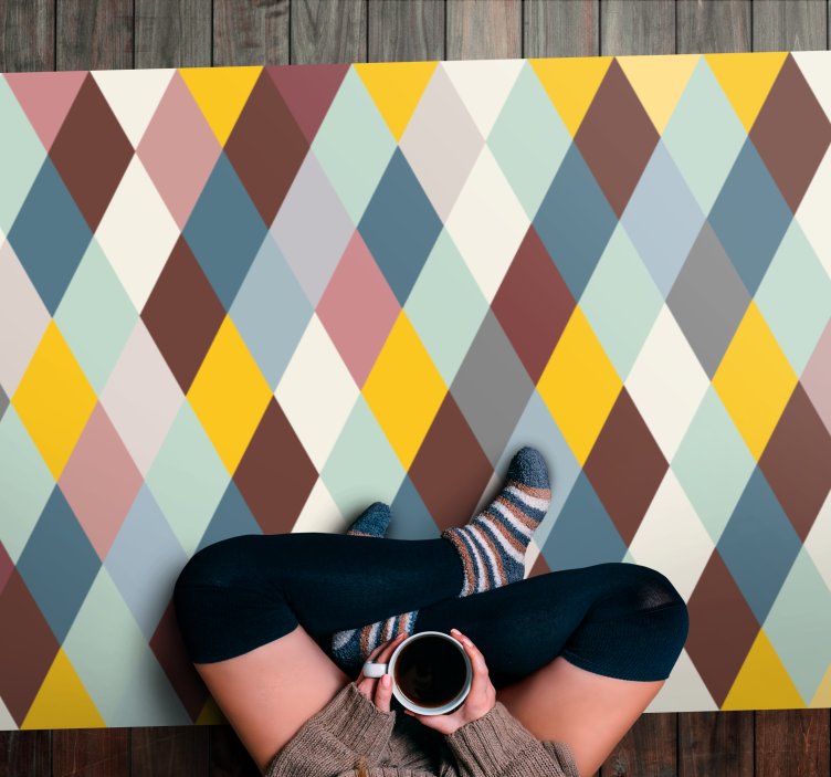 Geometric pastel multicoloured diamond rugs - TenStickers