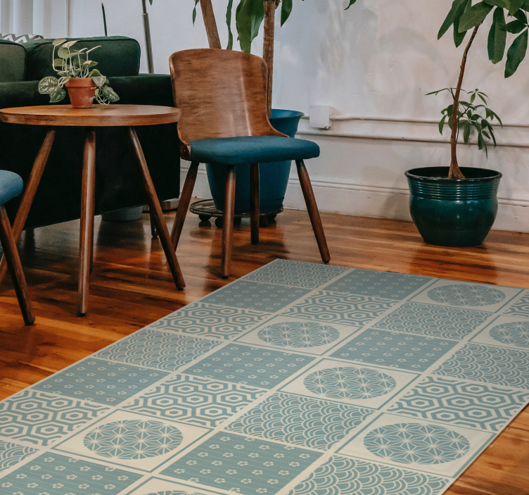 Geometric patterned blocks tile vinyl rug - TenStickers