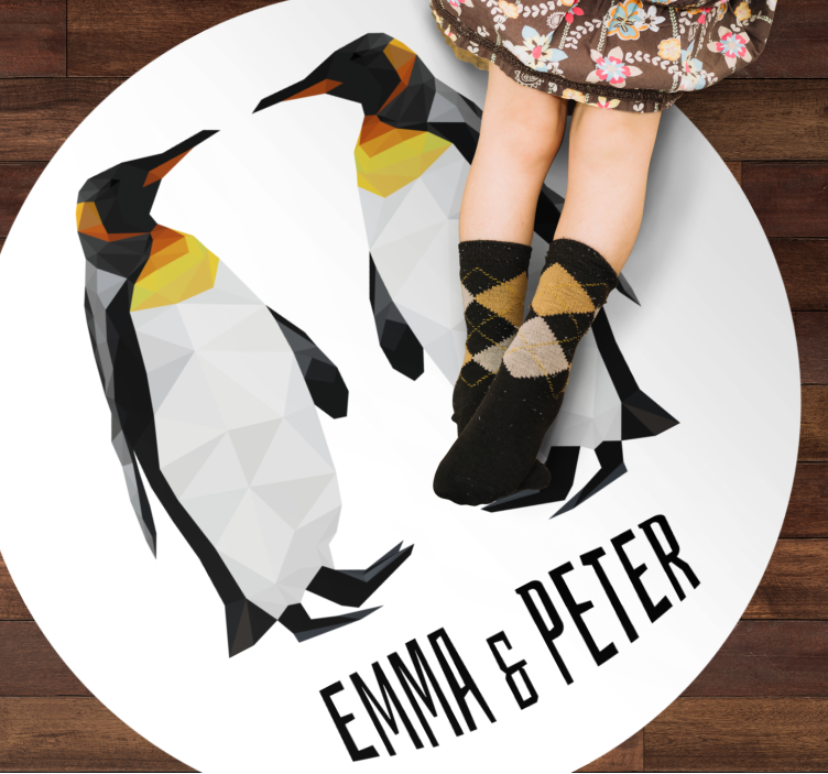 Geometric Penguins custom vinyl rug - TenStickers