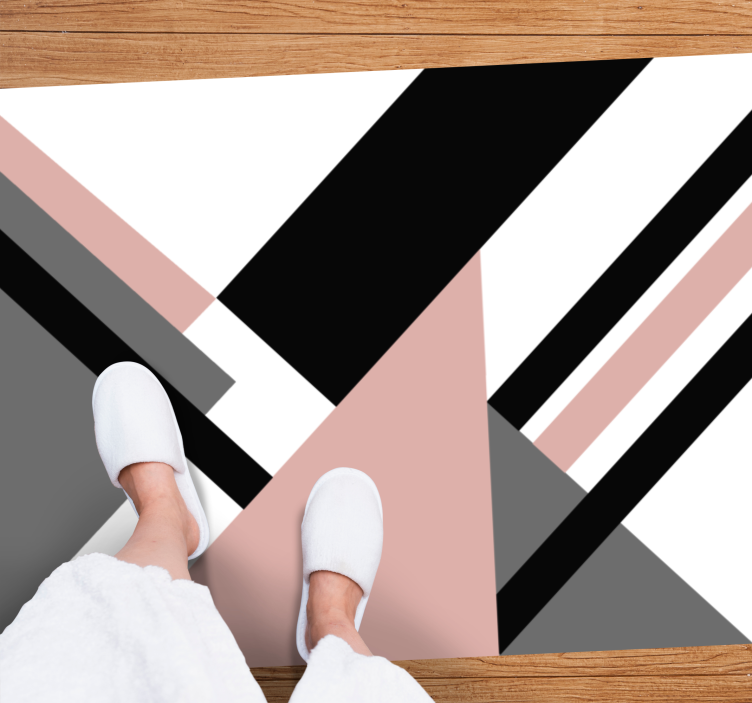 Geometric pink and black triangle pattern rug - TenStickers