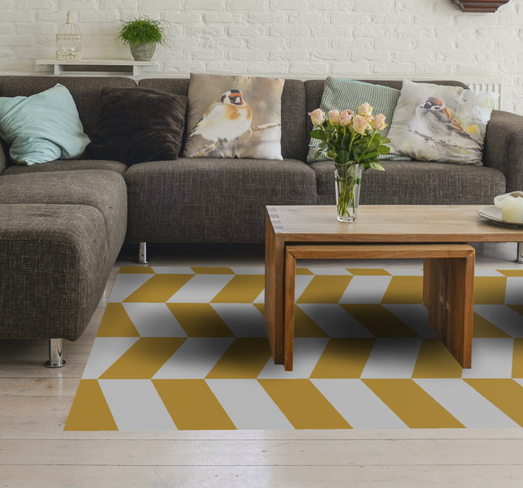 Geometric white and yellow figures vinyl rugs - TenStickers