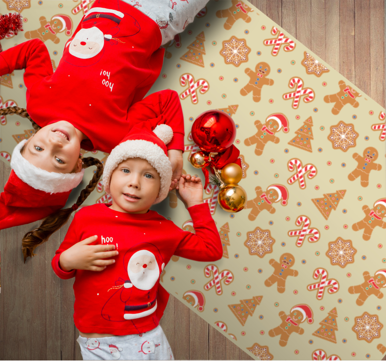 Gingerbread Santa Claus Christmas vinyl rug - TenStickers