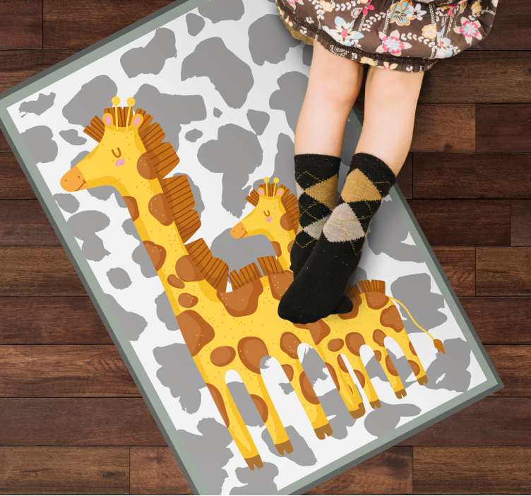 Giraffe Family Motif playroom vinyl rug - TenStickers