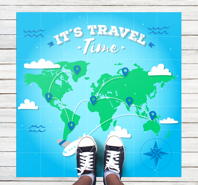 Global Map Adventure world map vinyl rug - TenStickers
