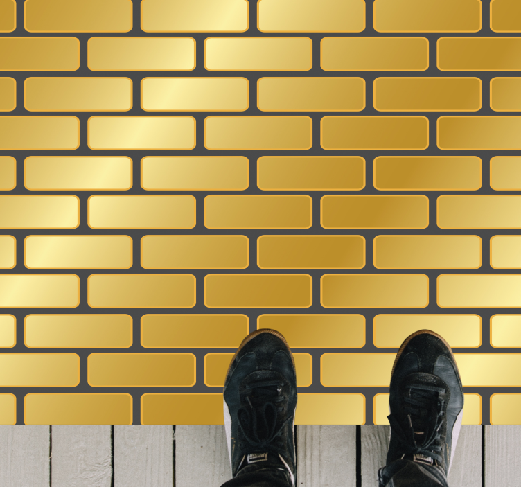 Gold brick wall illustration modern rug - TenStickers