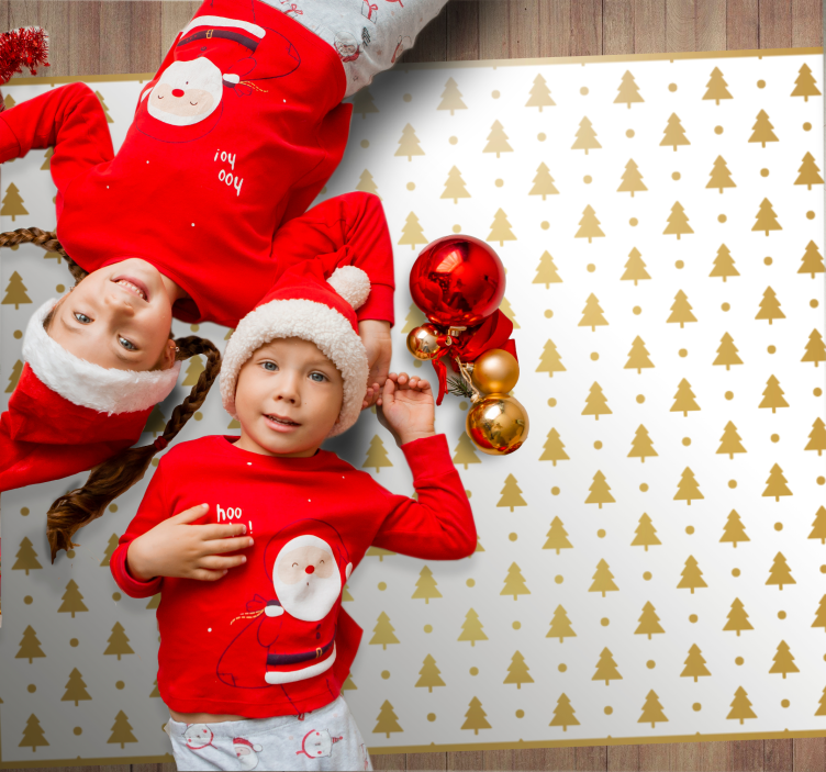 Golden Christmas pine trees Christmas vinyl rug - TenStickers